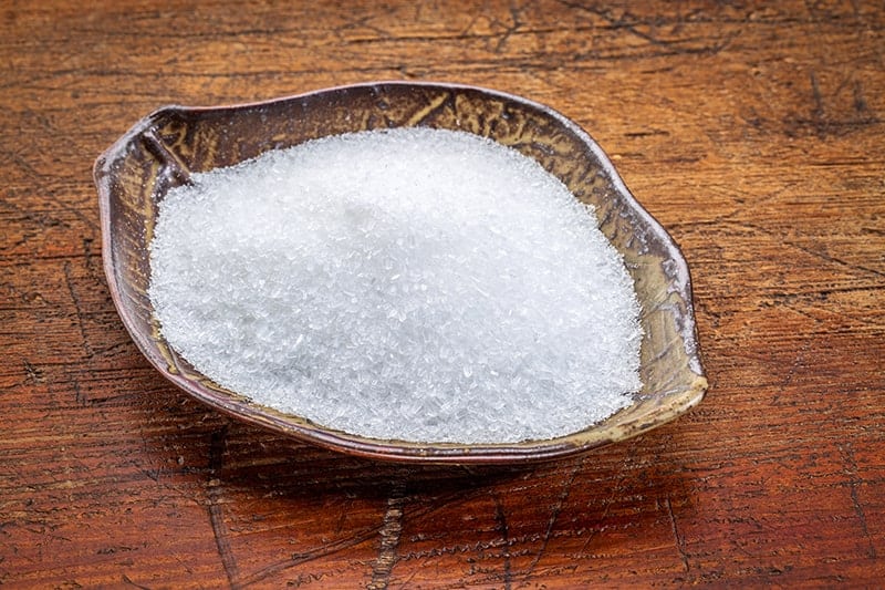Epsom salt in a leaf shaped ceramic bowl
