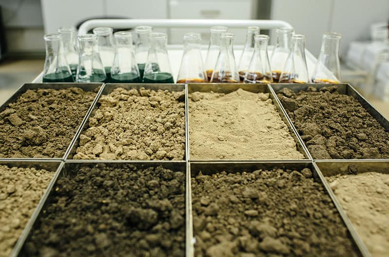 Soil test samples in the tubes