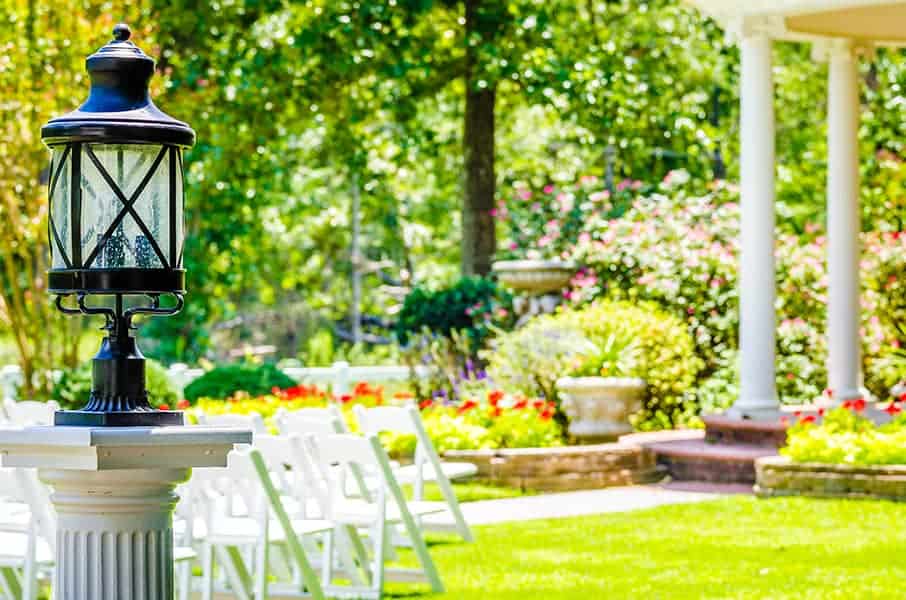 stylish solar post light in the garden